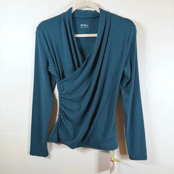 OGL Eco Mousse LiteWarm Surplice Long Sleeve Top Women's M Forest Night Modern - Picture 3 of 11